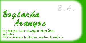 boglarka aranyos business card